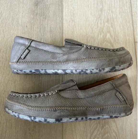 LL Bean Women Grey Tumbled Leather B-Bound Moccasin Loafers 525423 Size 7 Medium - Picture 11 of 12